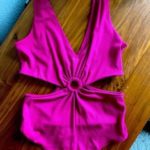 Deep Pink Cut Out Body Suit
